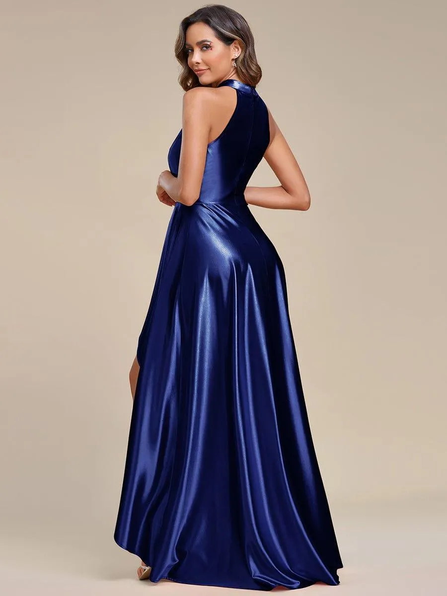 Robe de Bal Haut-Bas élégante en satin à licou(Vente finale)