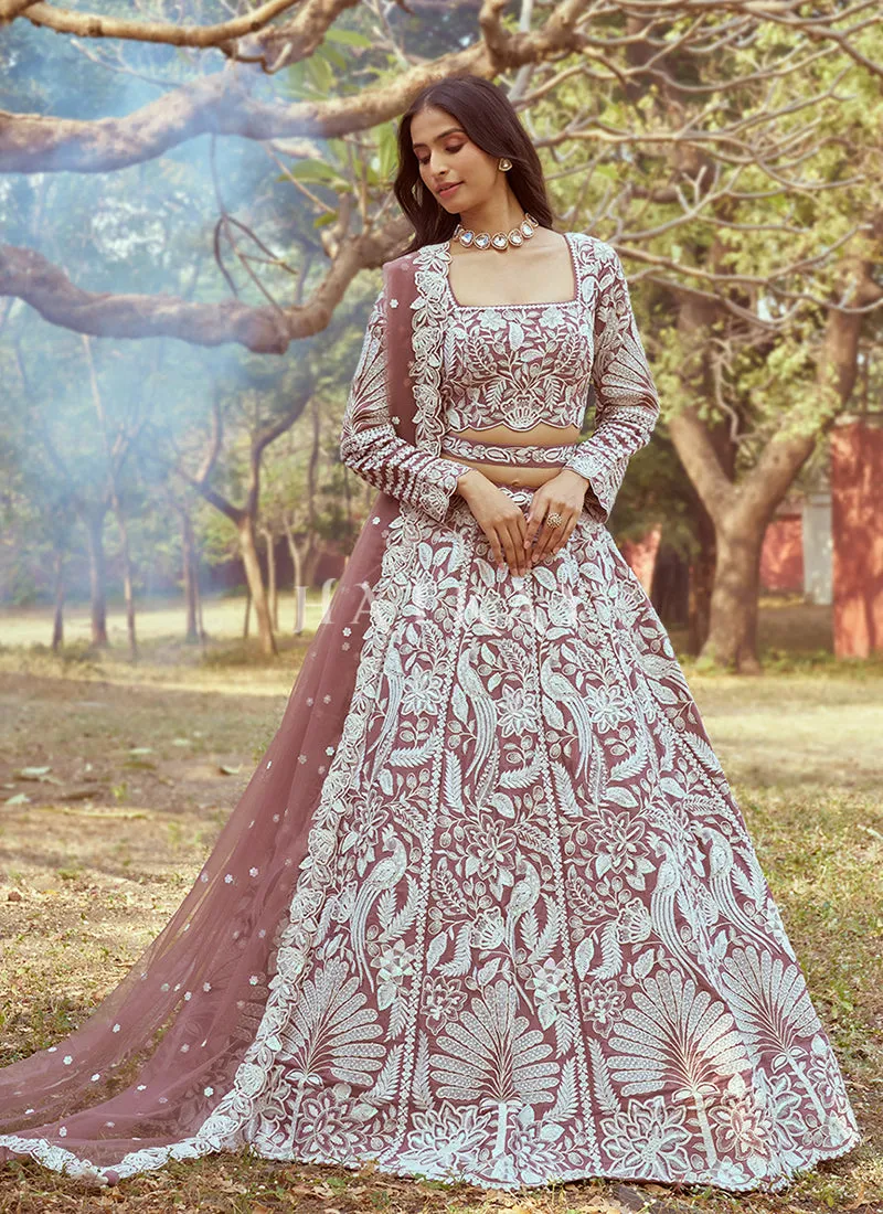 Rose Pink Embroidered Bridal Lehenga Choli
