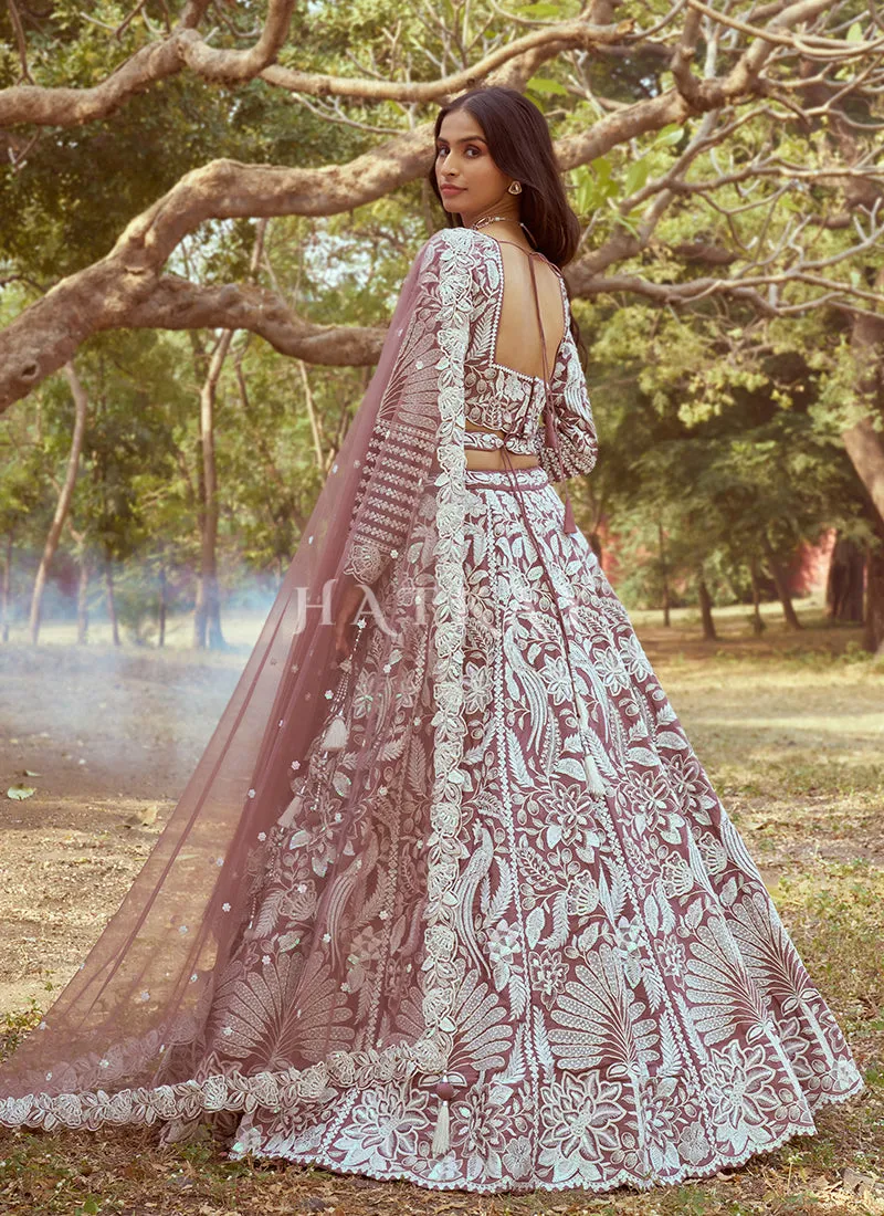 Rose Pink Embroidered Bridal Lehenga Choli