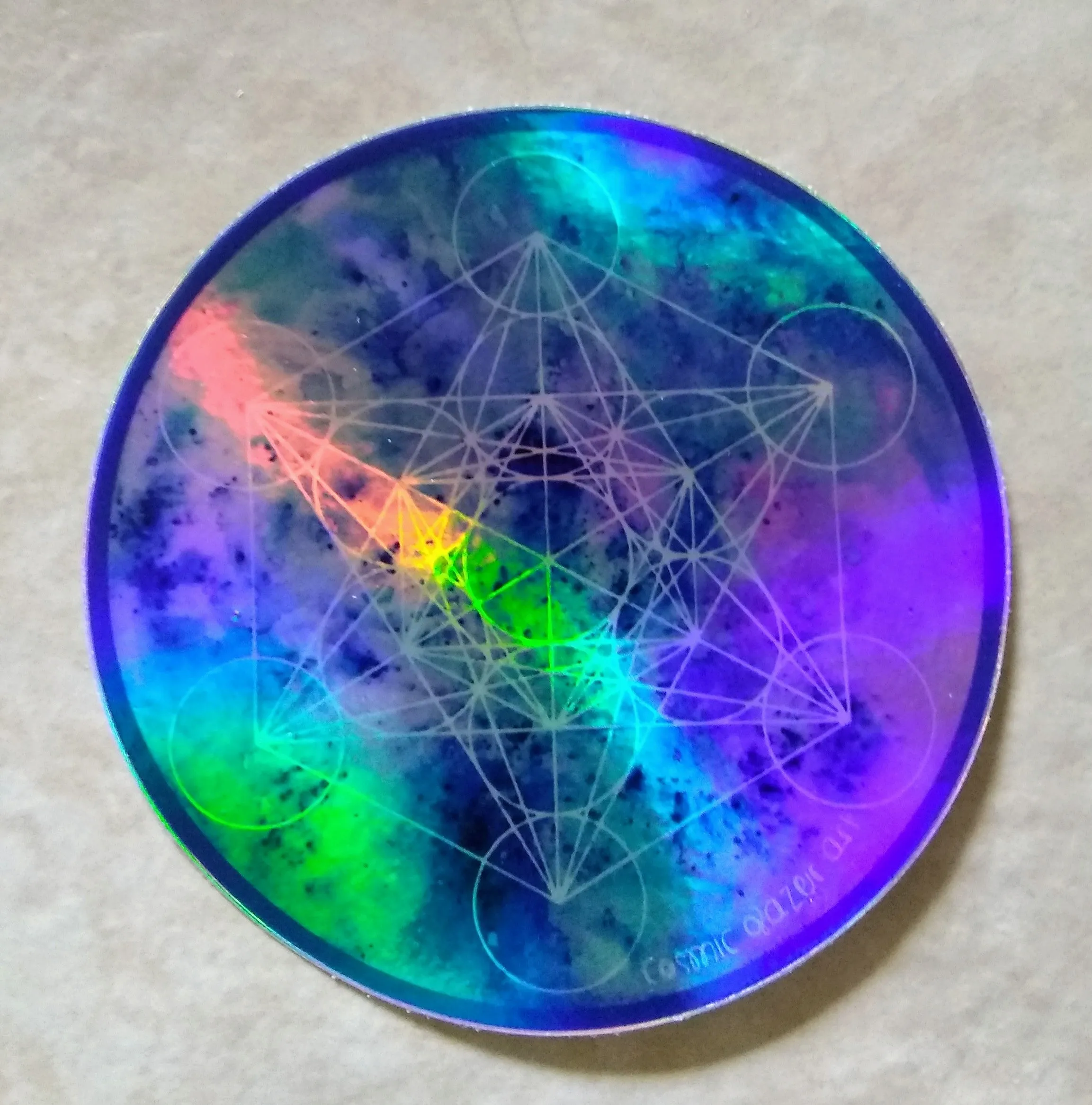 Sacred Geometry Cosmic - Rainbow Holographic sticker - Zenetae Metatron