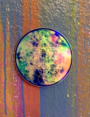 Sacred Geometry Cosmic - Rainbow Holographic sticker - Zenetae Metatron