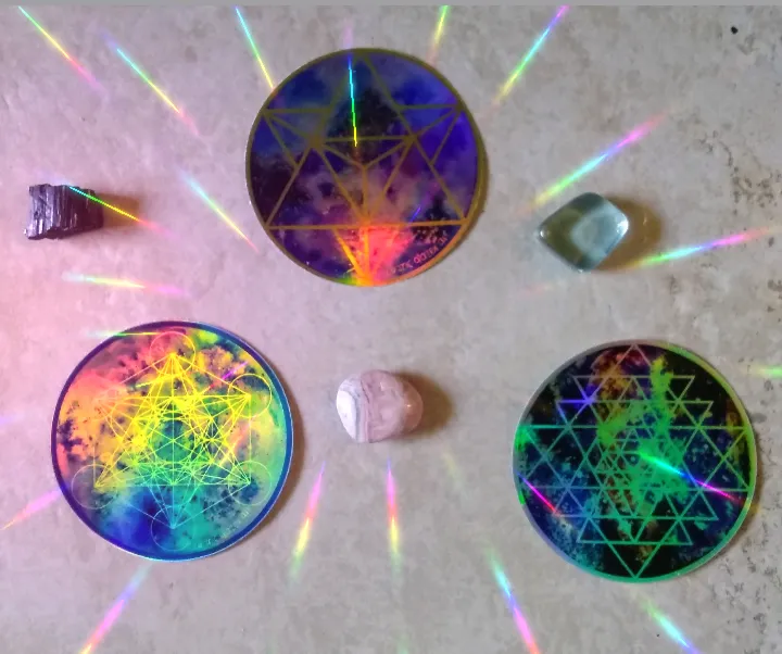 Sacred Geometry Cosmic - Rainbow Holographic sticker - Zenetae Metatron
