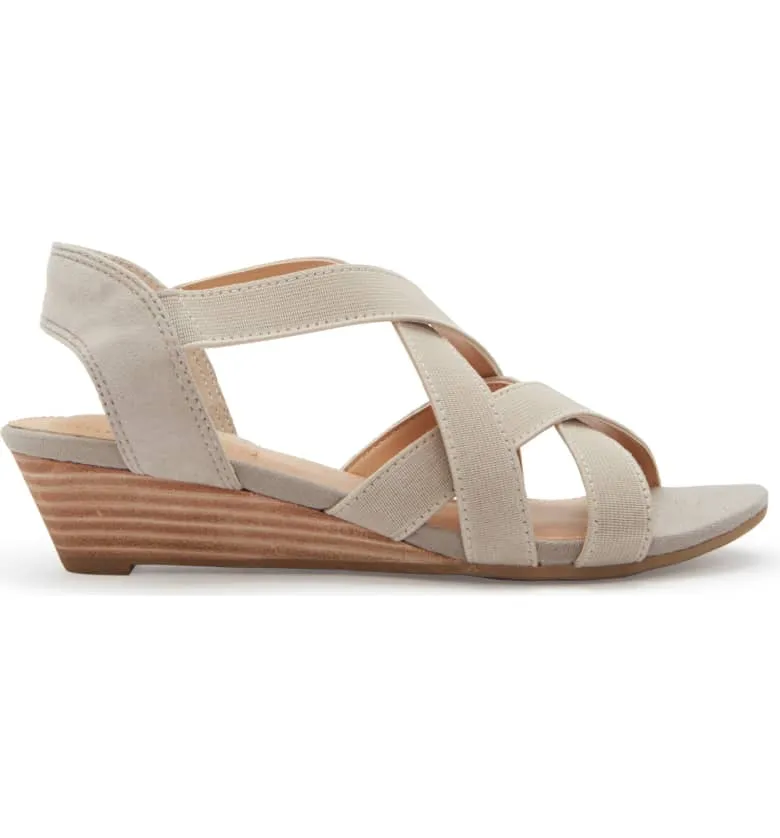 Saffron warm grey mini wedge sandals