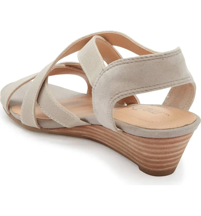 Saffron warm grey mini wedge sandals
