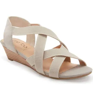 Saffron warm grey mini wedge sandals