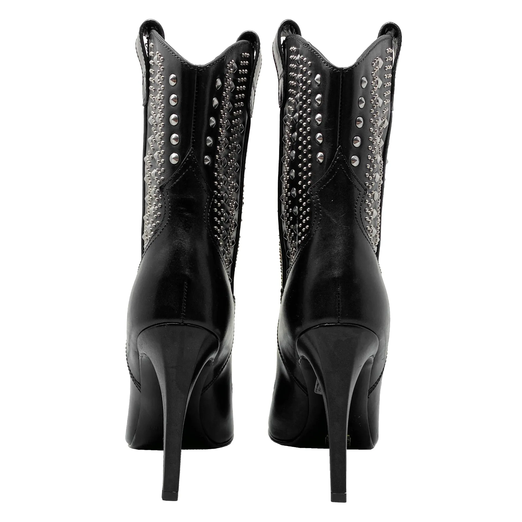 Saint Laurent Debbie 105 Studded Mid-Calf Boots Size EU 38.5