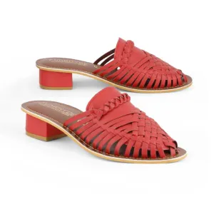 Samurra Red Heeled Huarache Mules - 1.5" Heels