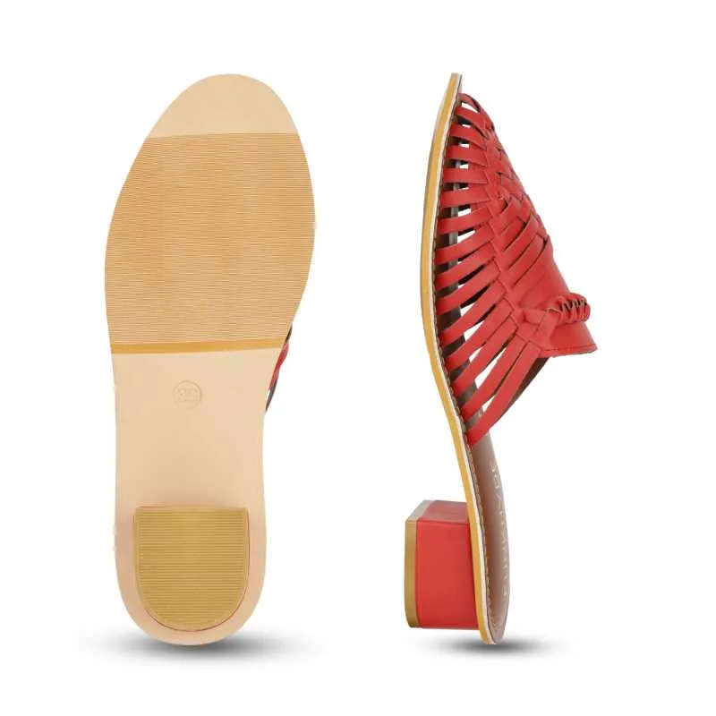 Samurra Red Heeled Huarache Mules - 1.5" Heels