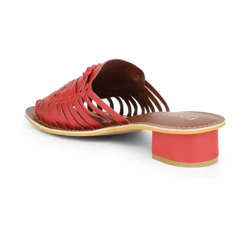 Samurra Red Heeled Huarache Mules - 1.5" Heels