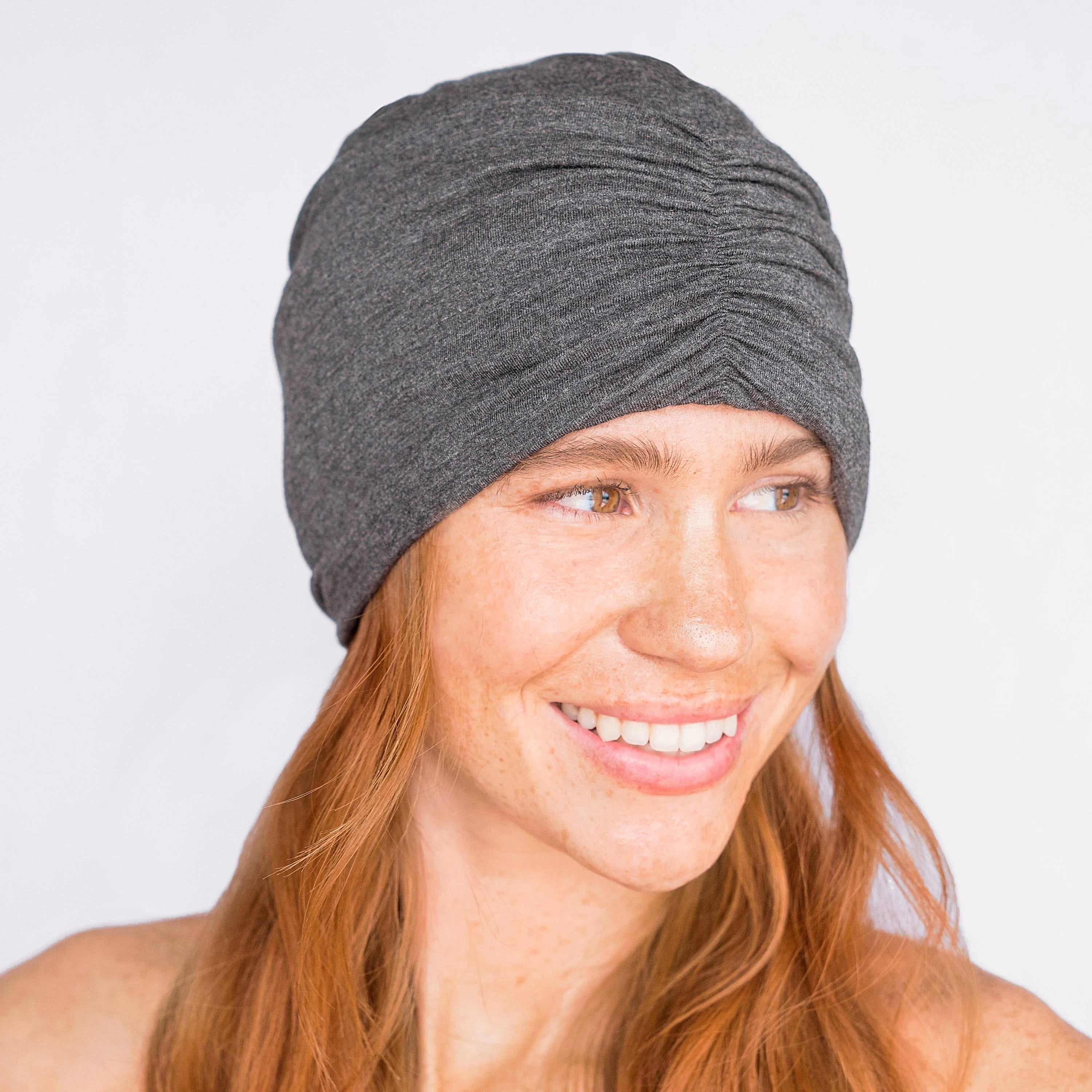 Satin Lined Jersey Sleep Beanie - Heather Gray