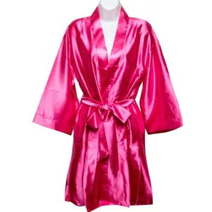 Satin Robe in Hot Pink