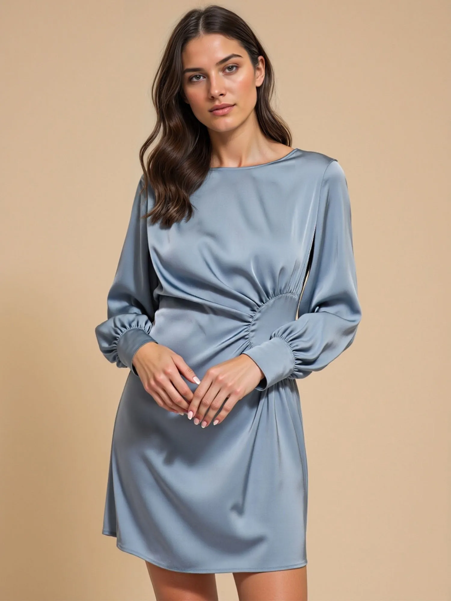 Satin Waist Detail Bodycon Mini Dress