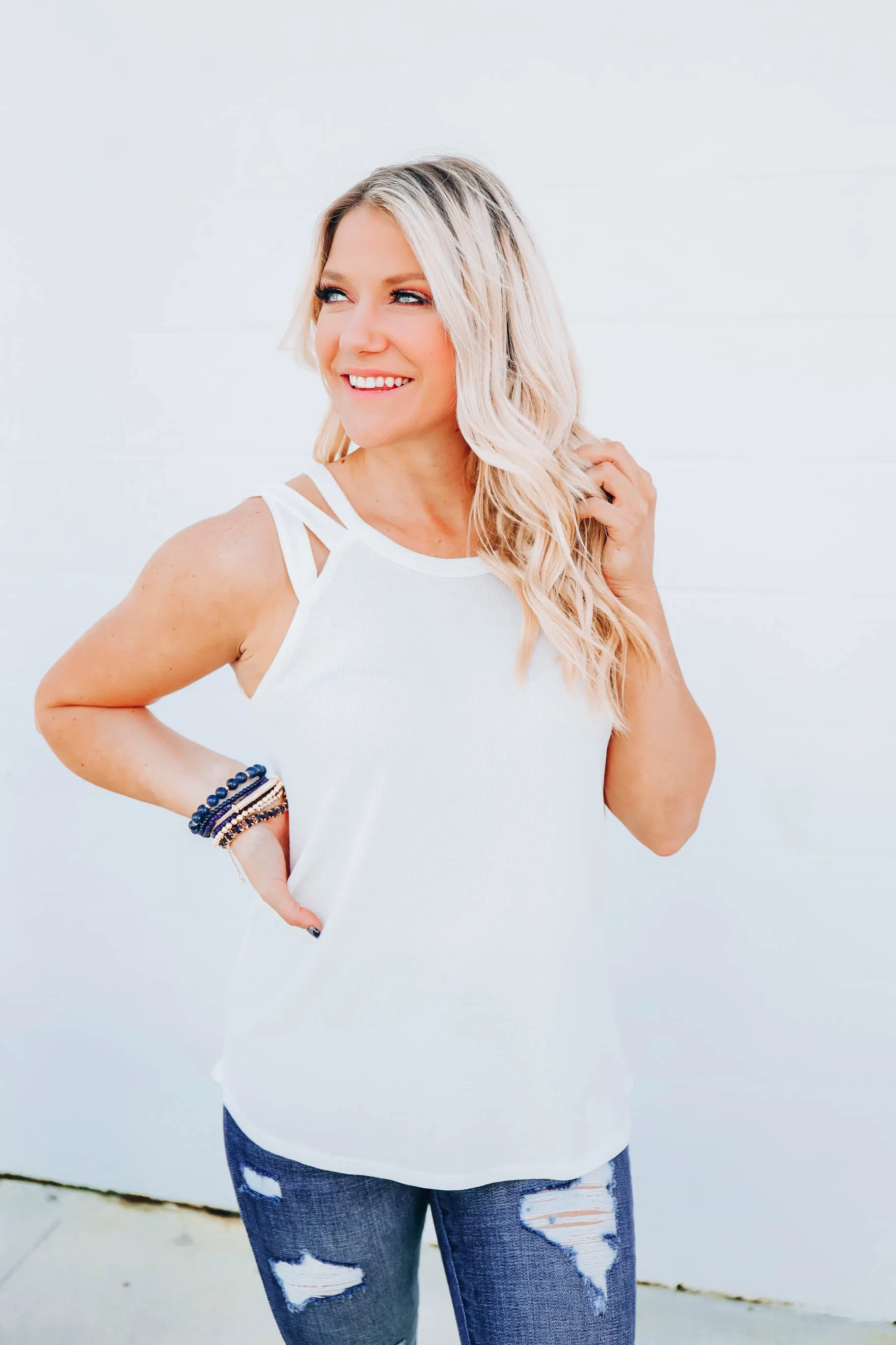 Sensational Strappy Tank - Ivory