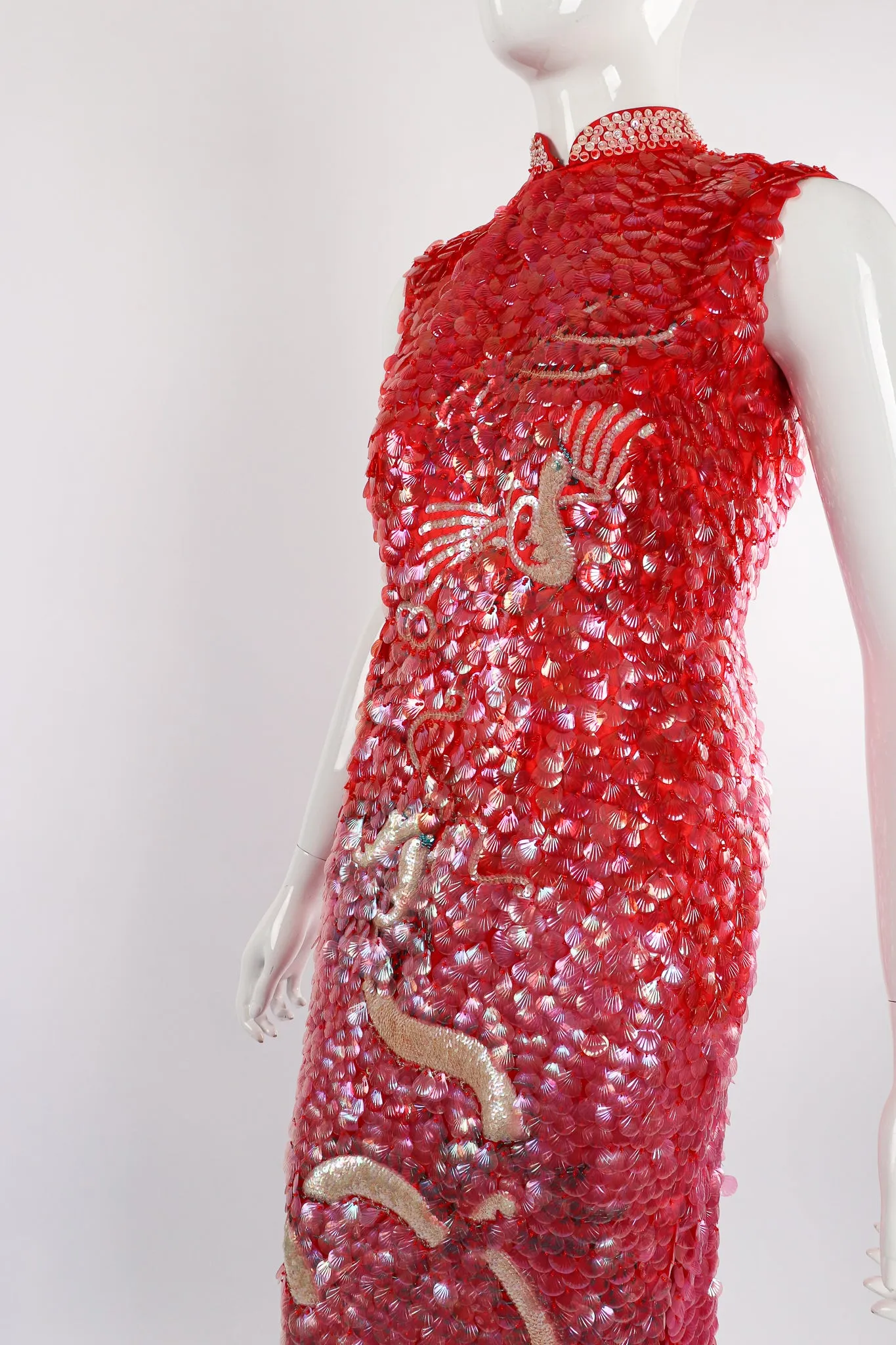 Sequined Cheongsam Sheath Dress