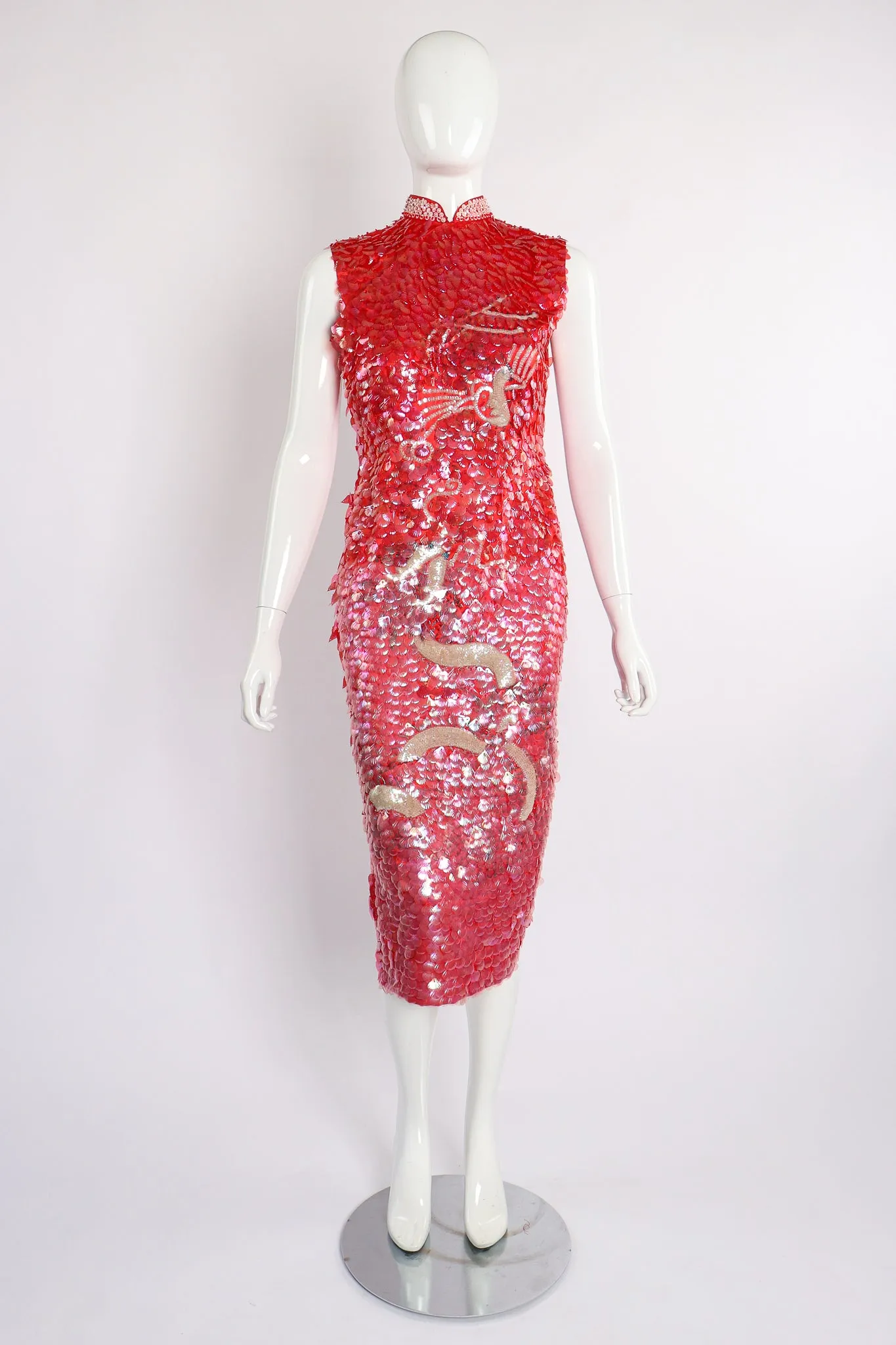 Sequined Cheongsam Sheath Dress