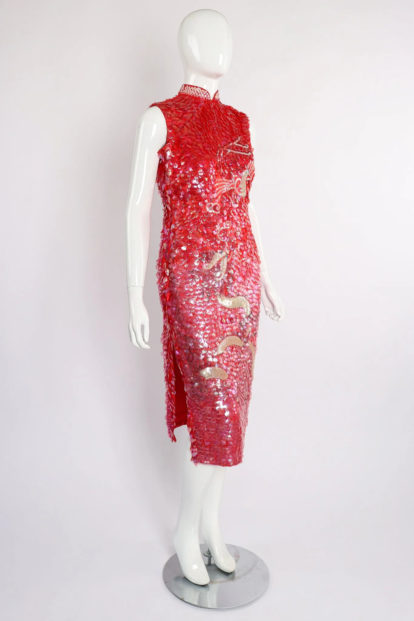 Sequined Cheongsam Sheath Dress