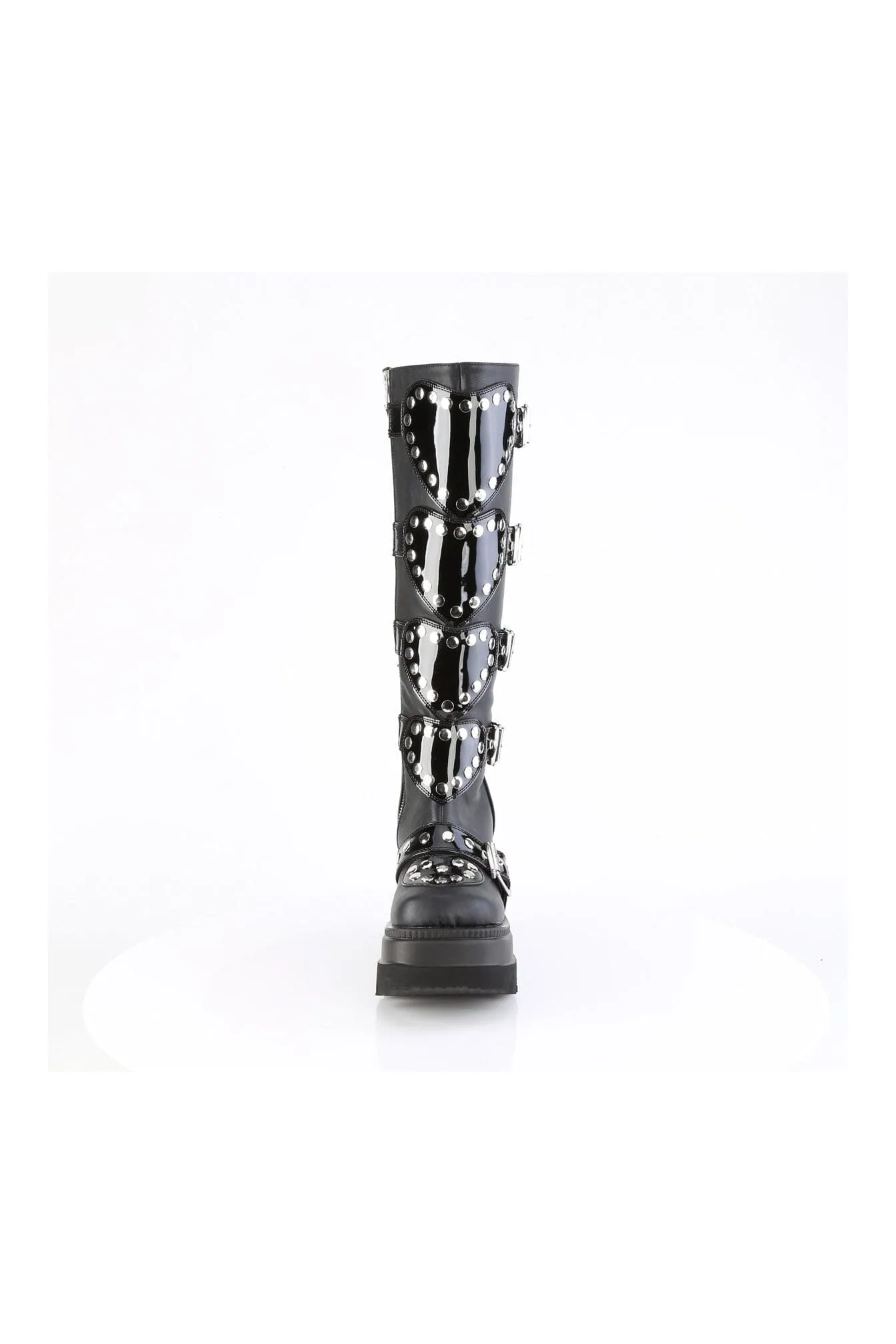 SHAKER-210 Black Vegan Leather Knee Boot