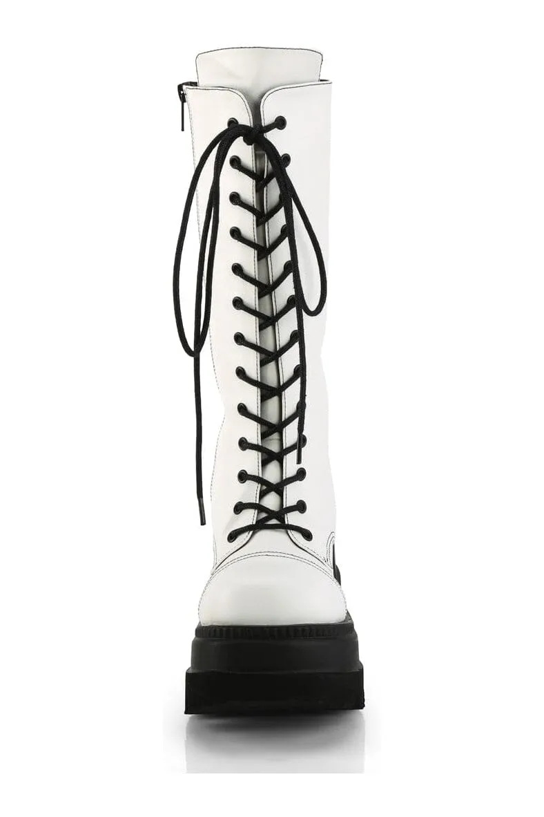 SHAKER-72 White Vegan Leather Knee Boot