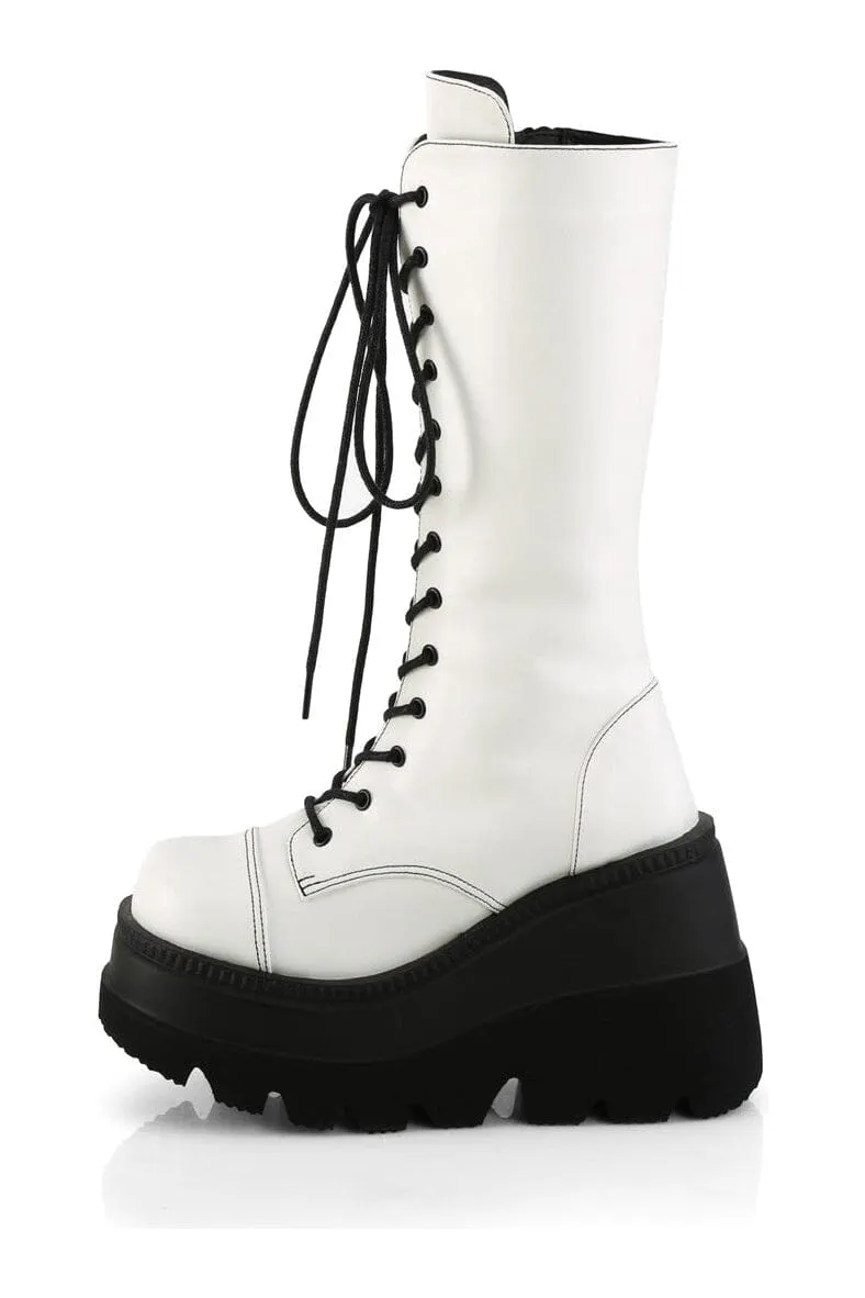 SHAKER-72 White Vegan Leather Knee Boot
