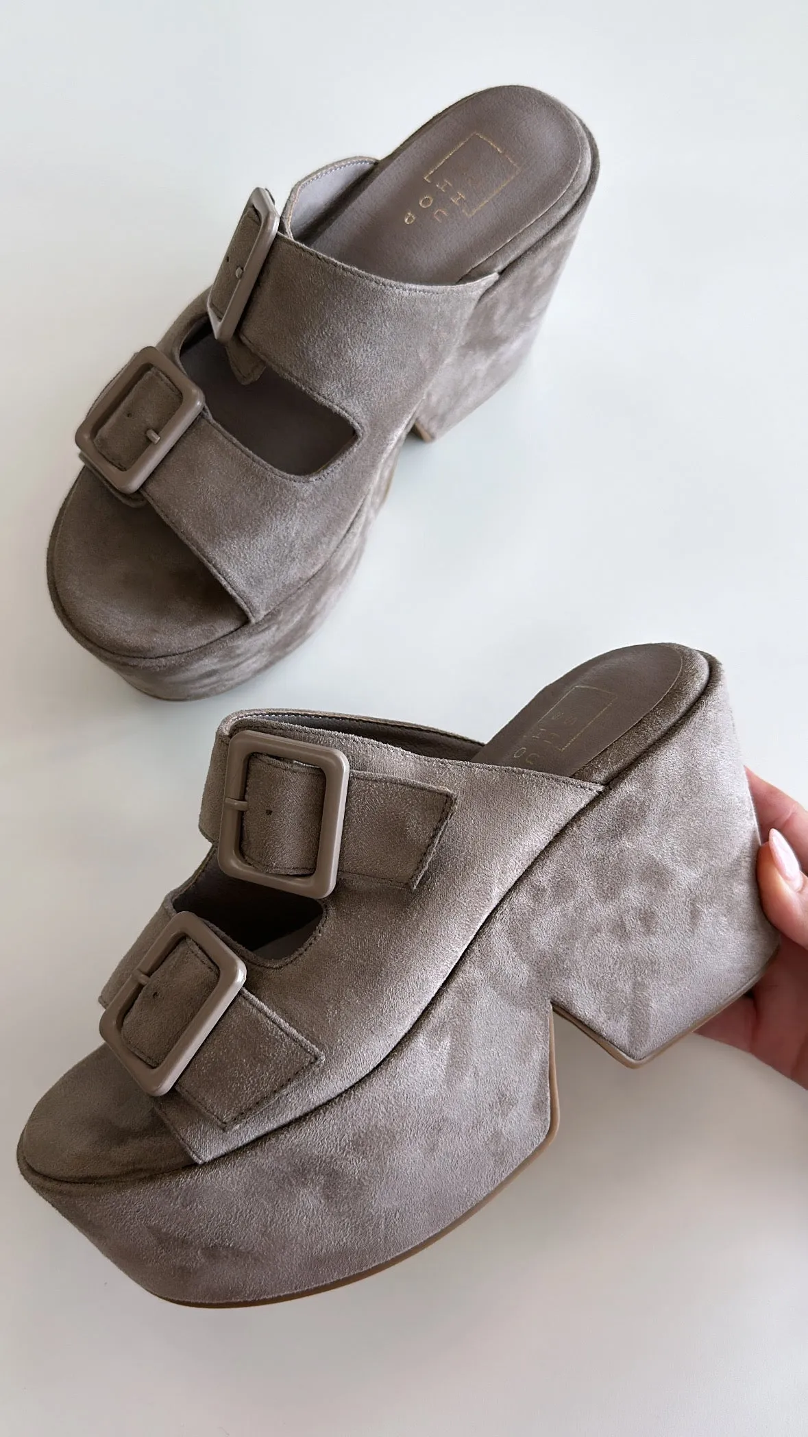 Shushop Mushroom Suede Graceland Platforms (1 SIZE 9)