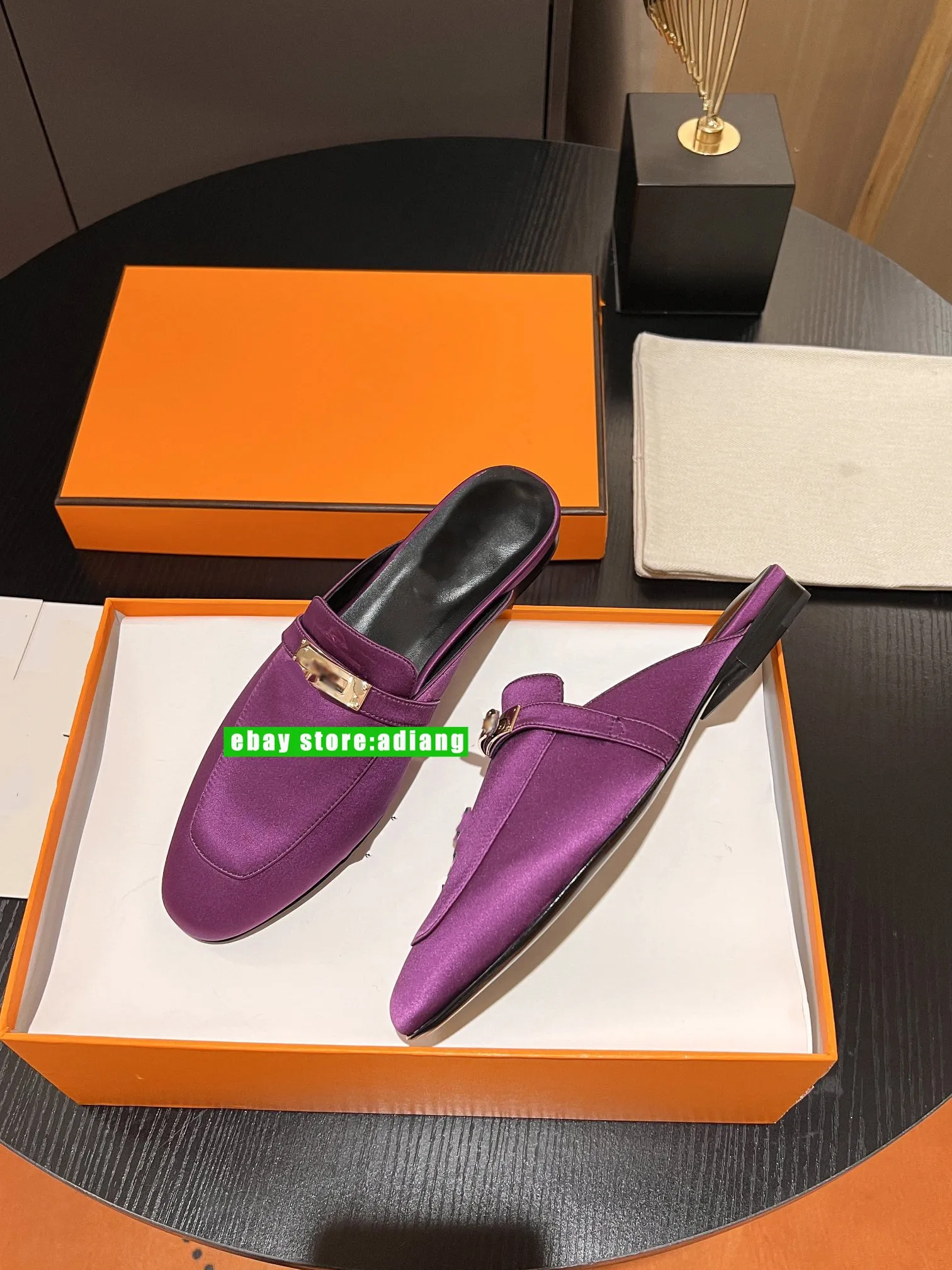 silk flats mules grace shoes classic fashion women 2023 34-42 high quality 6 colors
