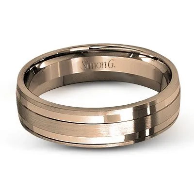 Simon G. 6mm White and Rose Gold Two-Tone Men's Wedding Ring