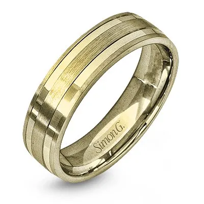Simon G. 6mm White and Rose Gold Two-Tone Men's Wedding Ring