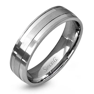 Simon G. 6mm White and Rose Gold Two-Tone Men's Wedding Ring