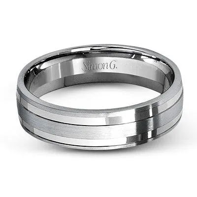 Simon G. 6mm White and Rose Gold Two-Tone Men's Wedding Ring