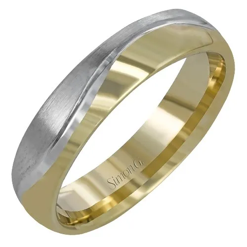 Simon G. "Brushed" Two-Tone Men's Wedding Band