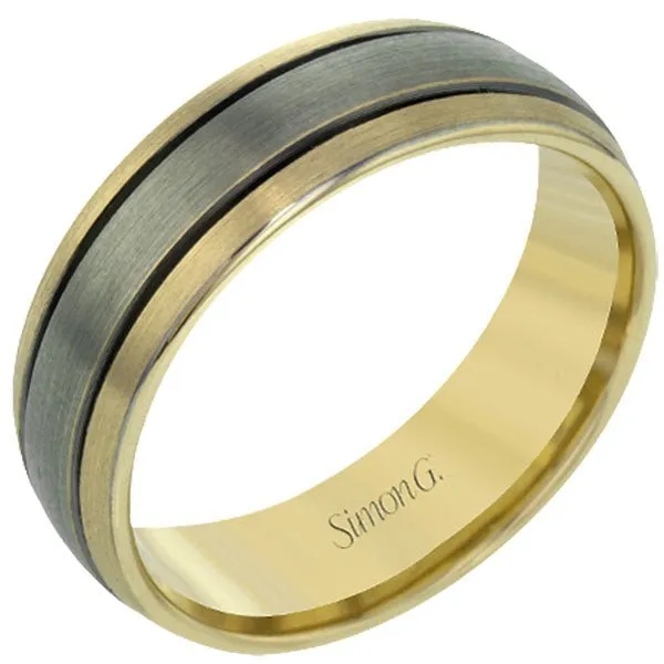 Simon G. Two-Tone Grey Gold Men's Wedding Band