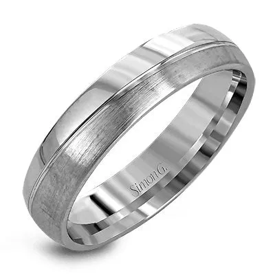 Simon G. White & Rose Gold "Brushed" Two-Tone Men's Wedding Band