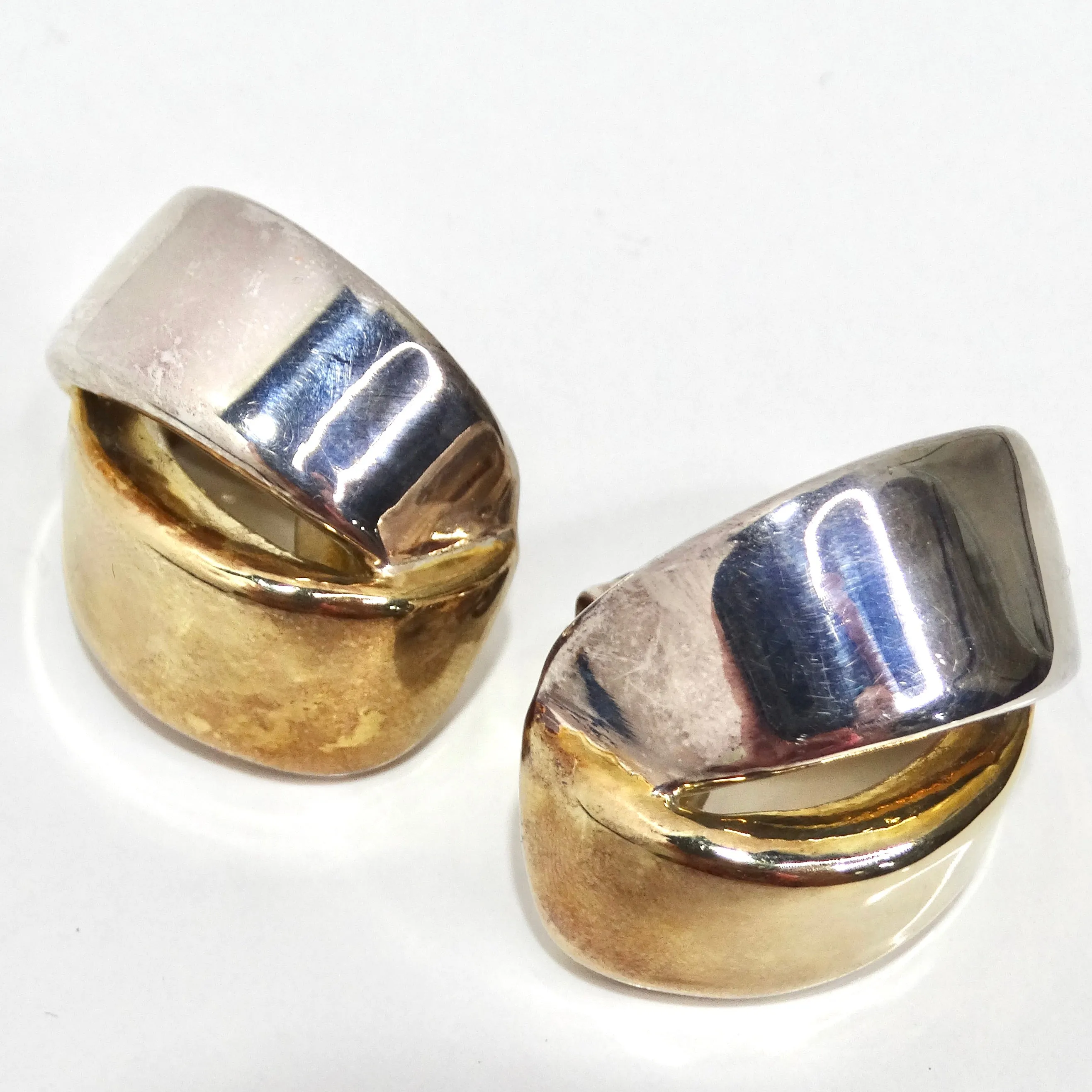 Simon Sebbag 1980s Sterling Silver Knot Clip On Earrings