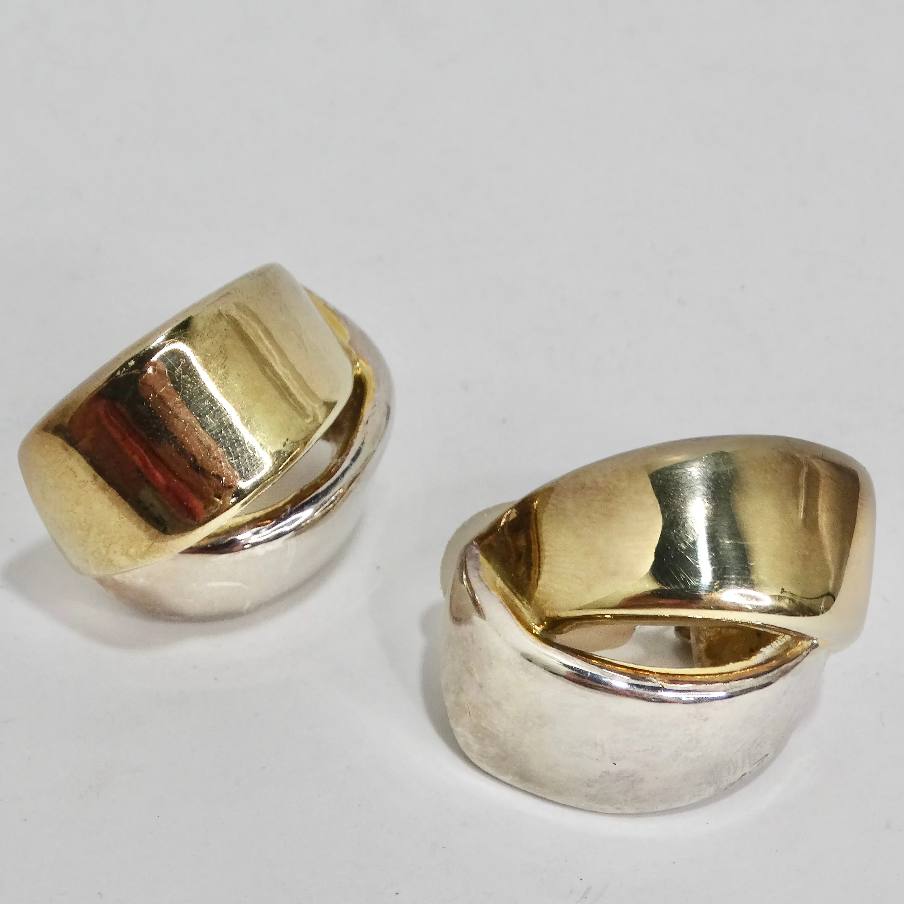 Simon Sebbag 1980s Sterling Silver Knot Clip On Earrings