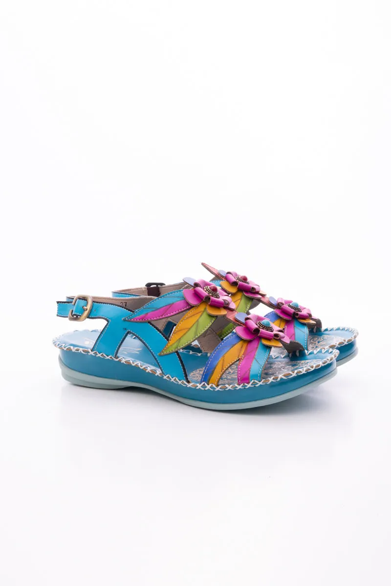 Skylar Blossom Applique Leather Slingback Sandal