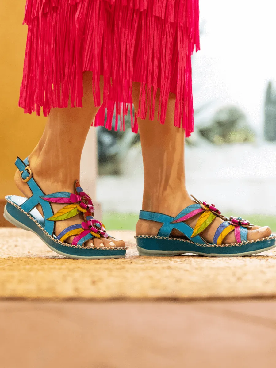Skylar Blossom Applique Leather Slingback Sandal