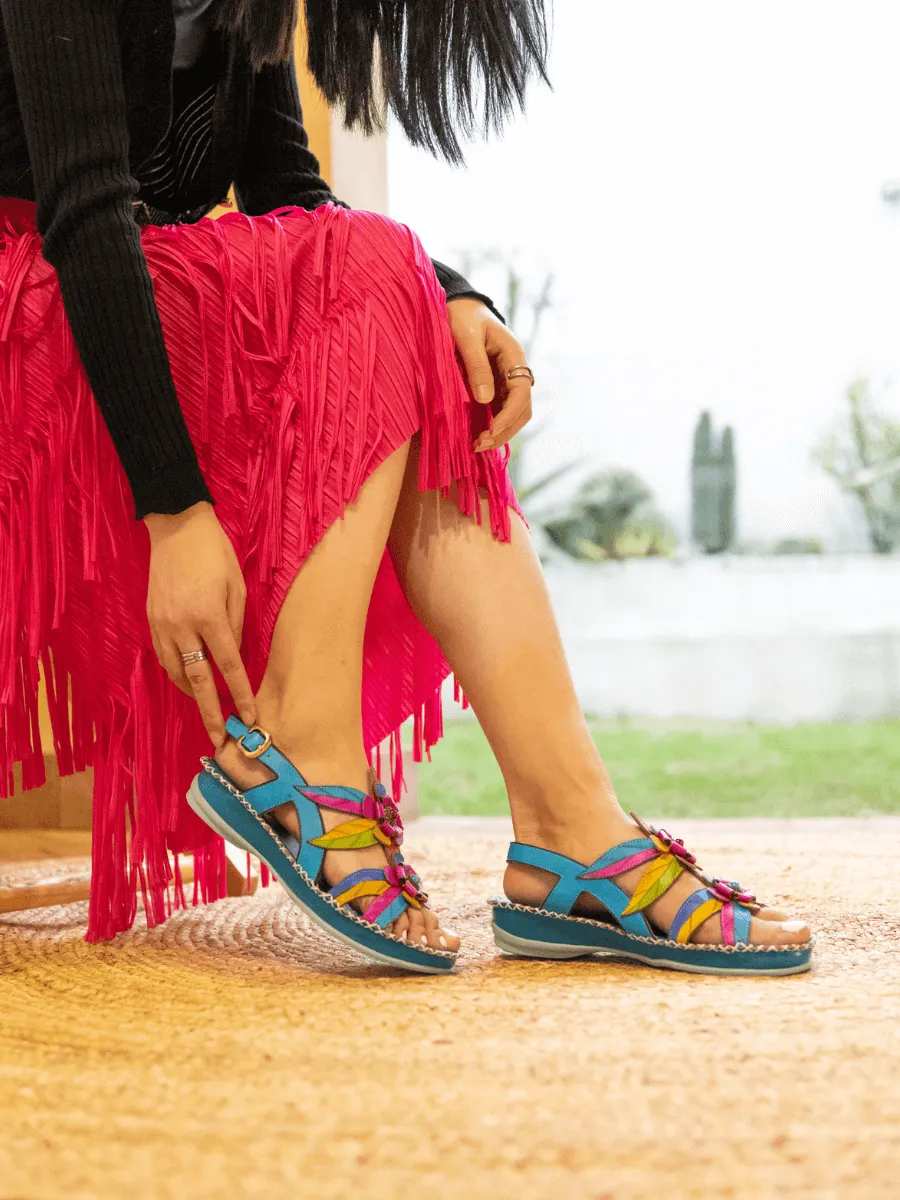 Skylar Blossom Applique Leather Slingback Sandal