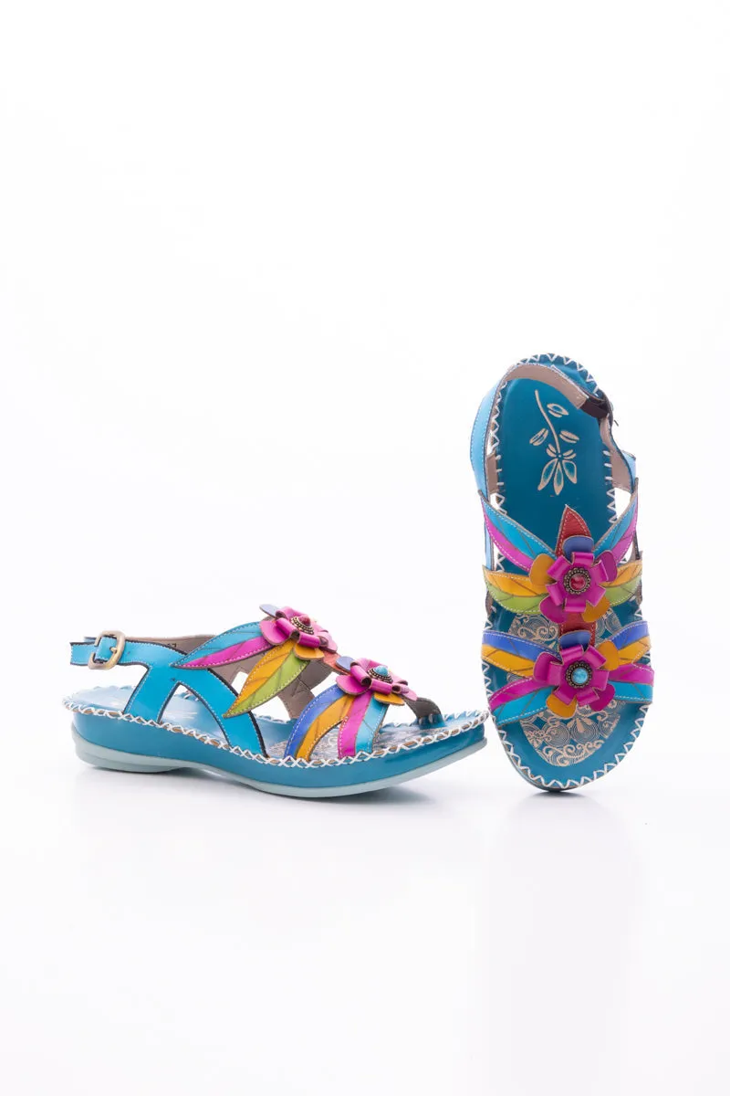 Skylar Blossom Applique Leather Slingback Sandal