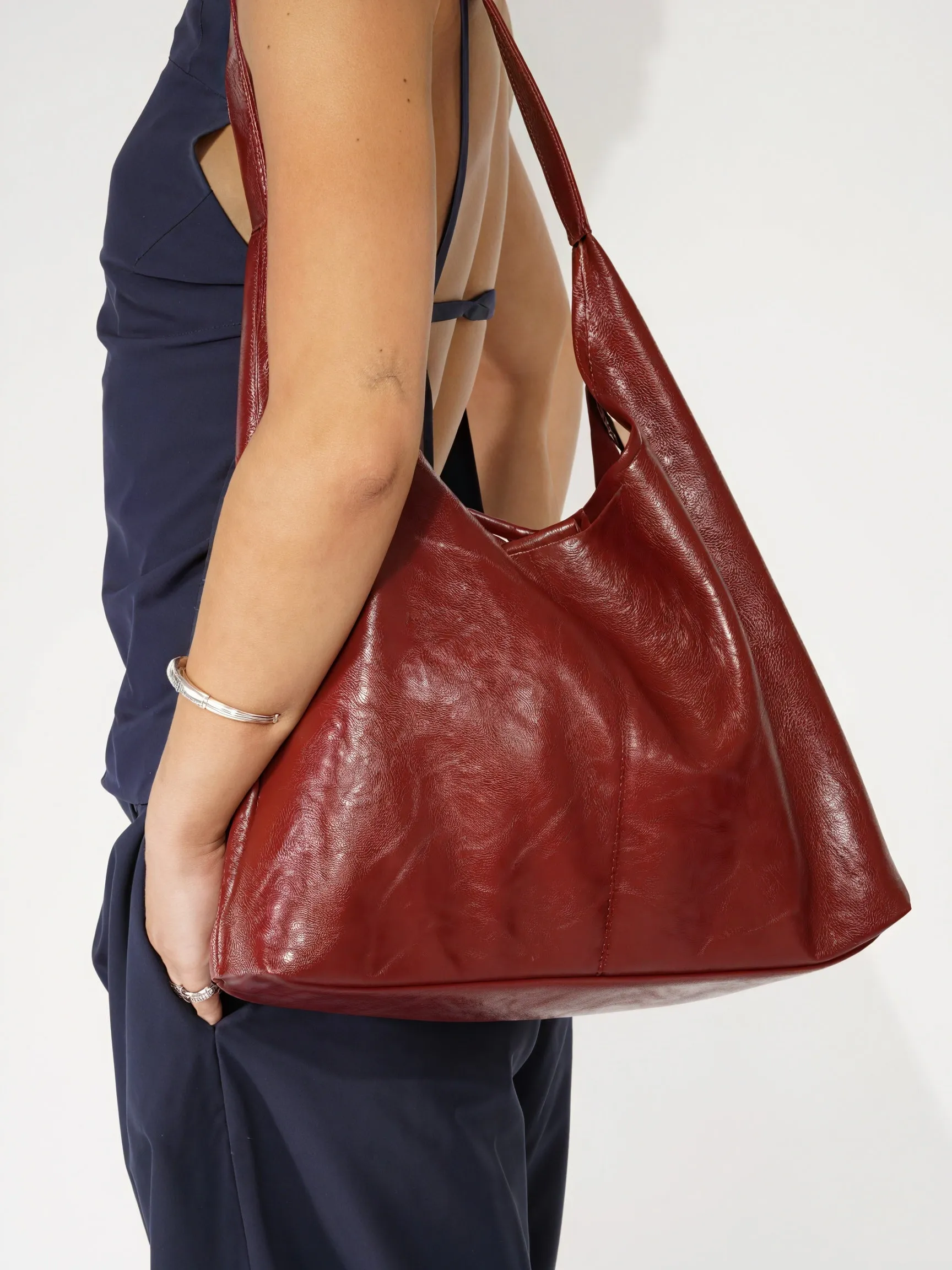 Slouchy Shoulder Bag - Minimalist Crescent Hobo