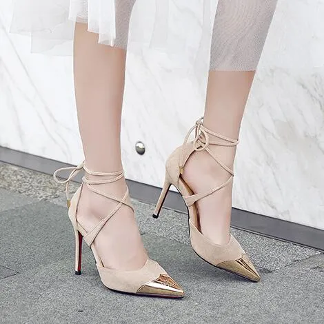 Small Size Cross Strap Heeled Sandals BS96