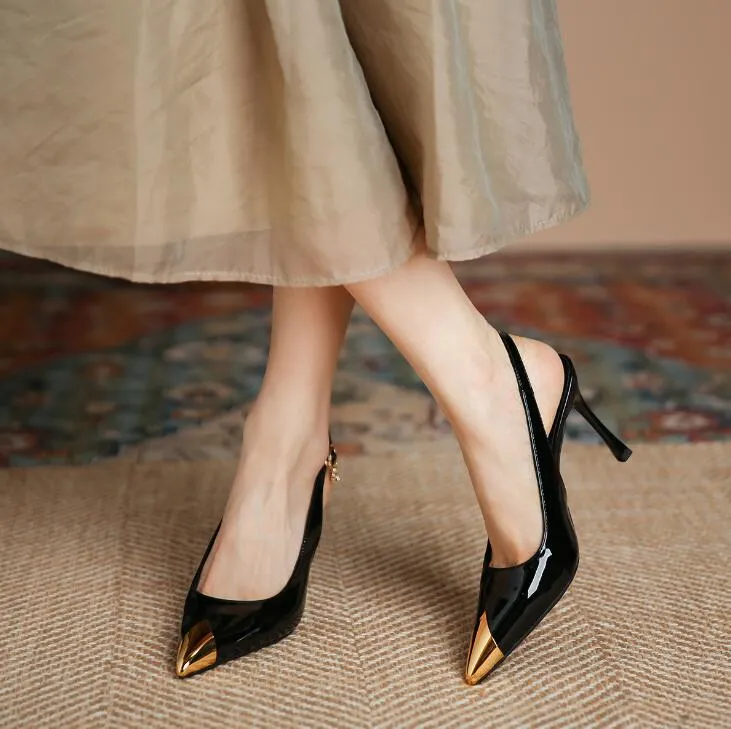 Small Slingback Heeled Patent Shoes GS316