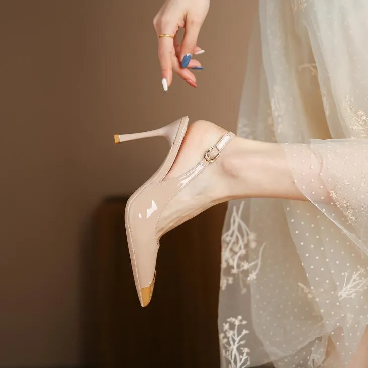 Small Slingback Heeled Patent Shoes GS316