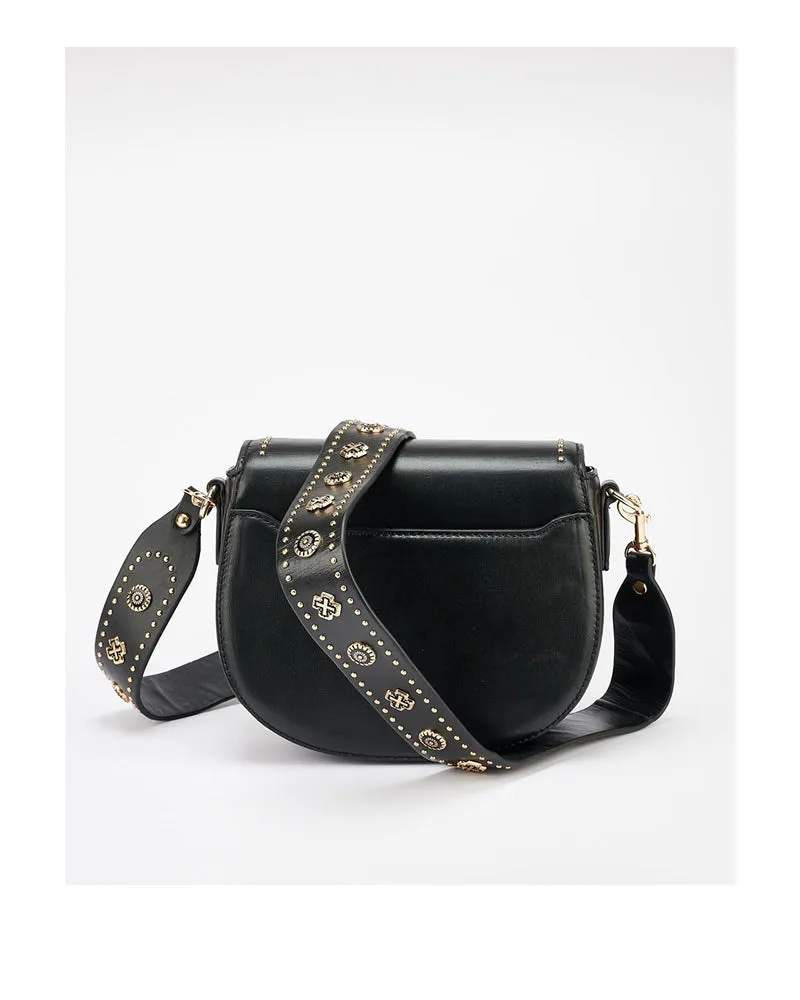 Sol Sana Saddle Bag Black Leather with Hardware