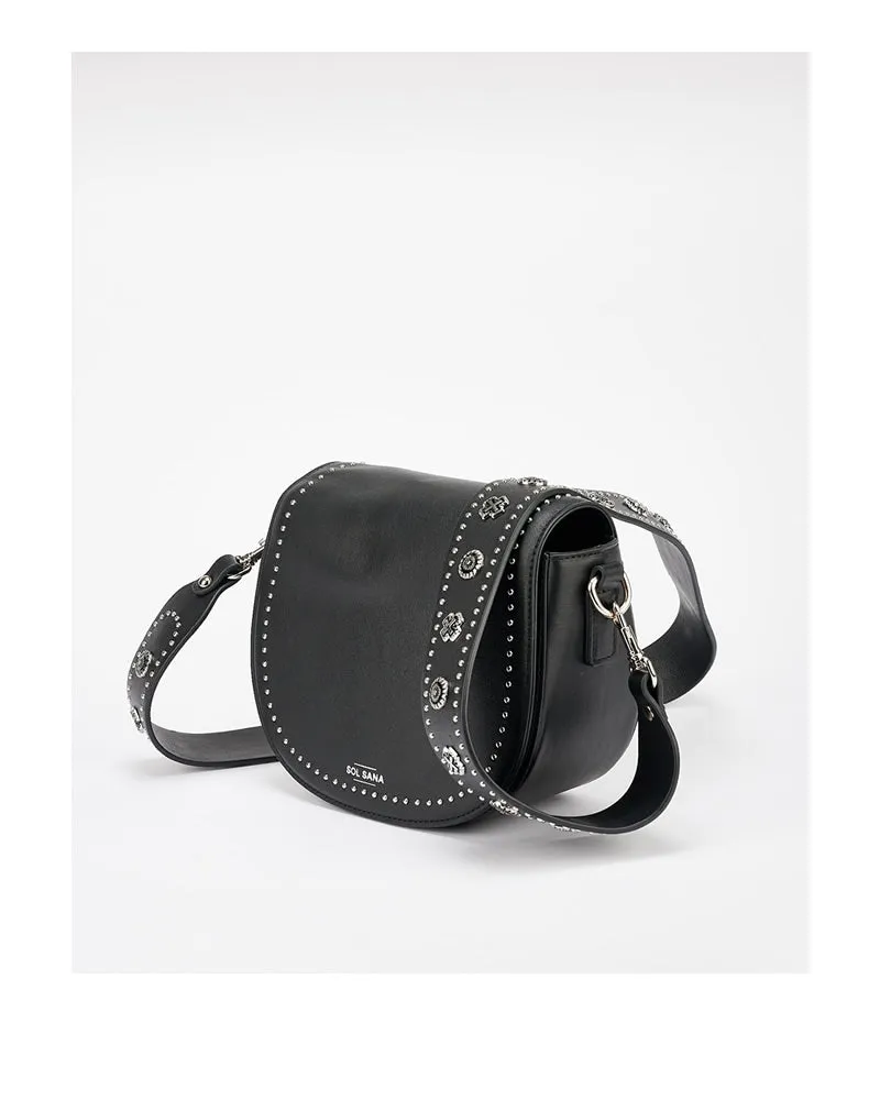 Sol Sana Saddle Bag Black Leather with Hardware