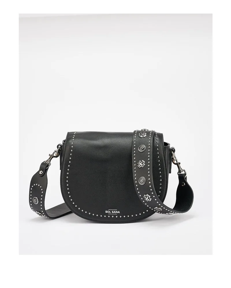 Sol Sana Saddle Bag Black Leather with Hardware