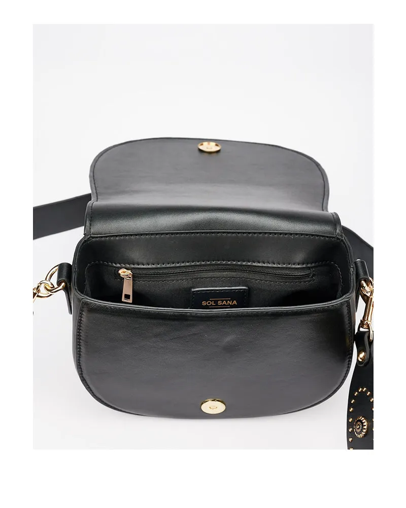 Sol Sana Saddle Bag Black Leather with Hardware