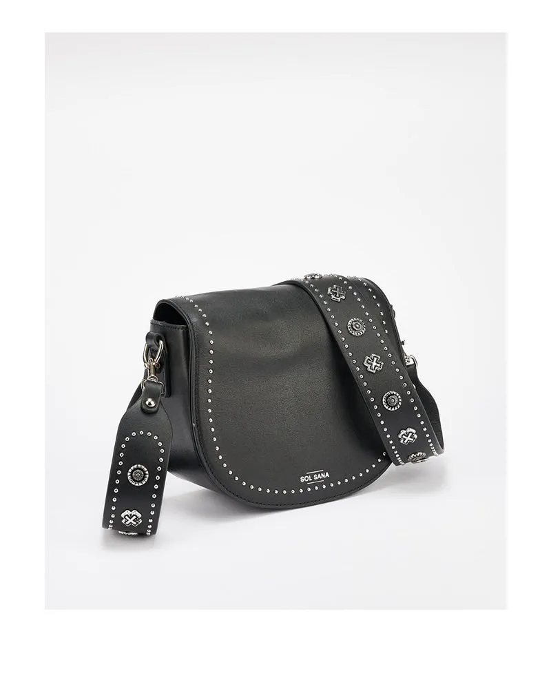 Sol Sana Saddle Bag Black Leather with Hardware