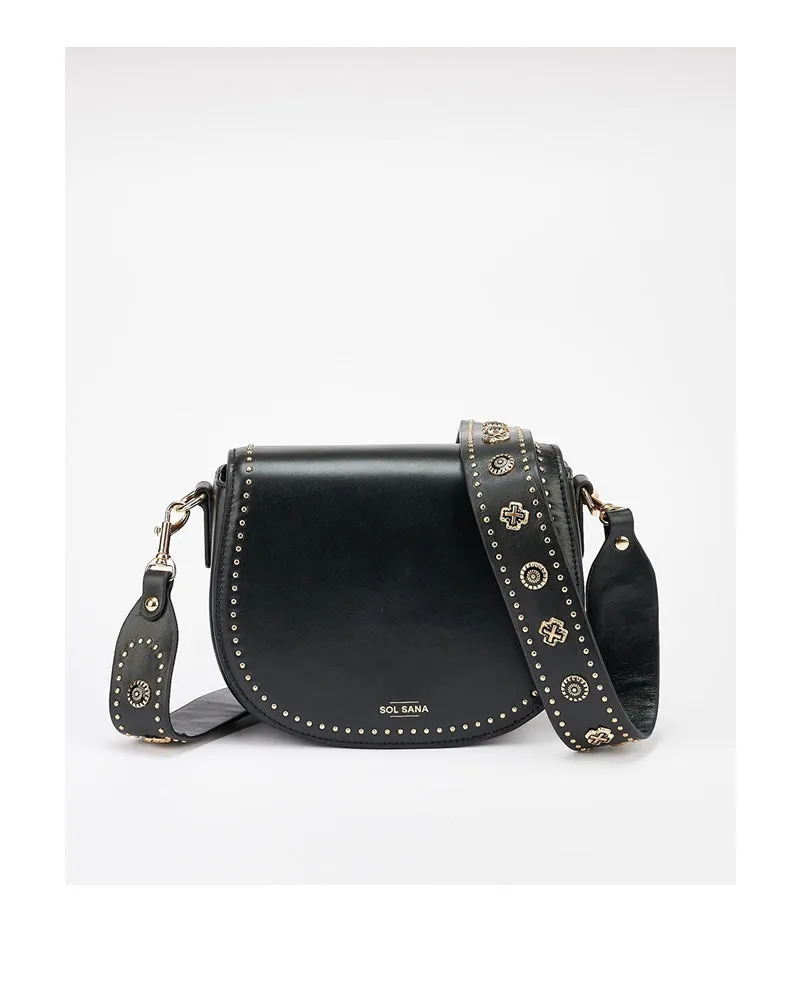 Sol Sana Saddle Bag Black Leather with Hardware