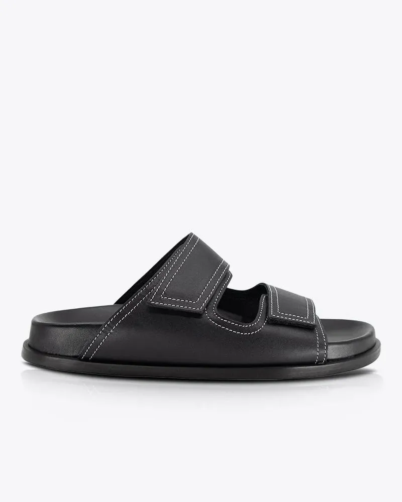 Sol Sana Shine Black/ White Stitching Slides