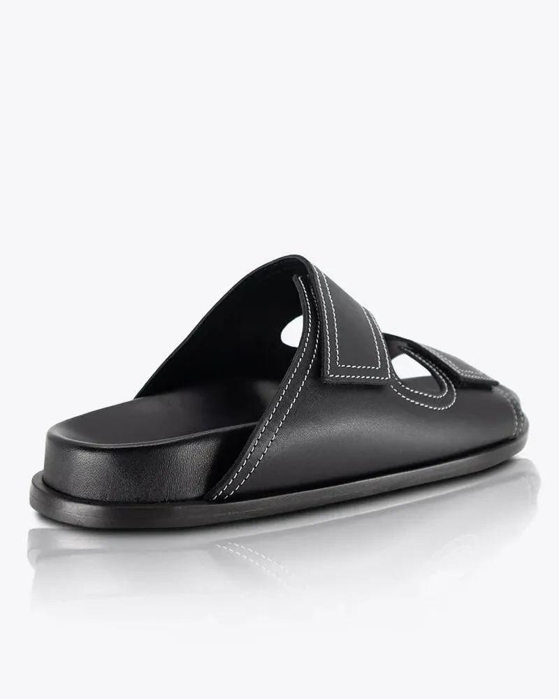 Sol Sana Shine Black/ White Stitching Slides